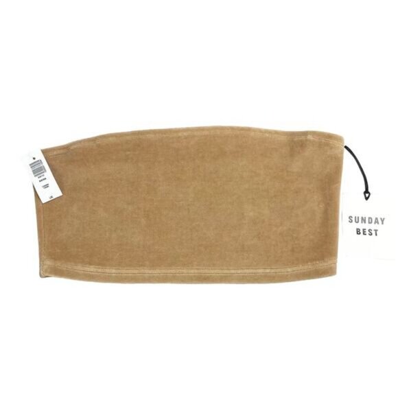 NWT SUNDAY BEST Aritzia Kiera Velour Tube Top Sz Large Tannin - Picture 2 of 5